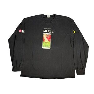 Vintage Y2K LG G2 Smartphone Promo Long Sleeve T-Shirt Mens XL Black Sprint Tech